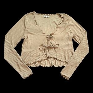 MOA MOA CROPPED TIE FRONT CARDIGAN